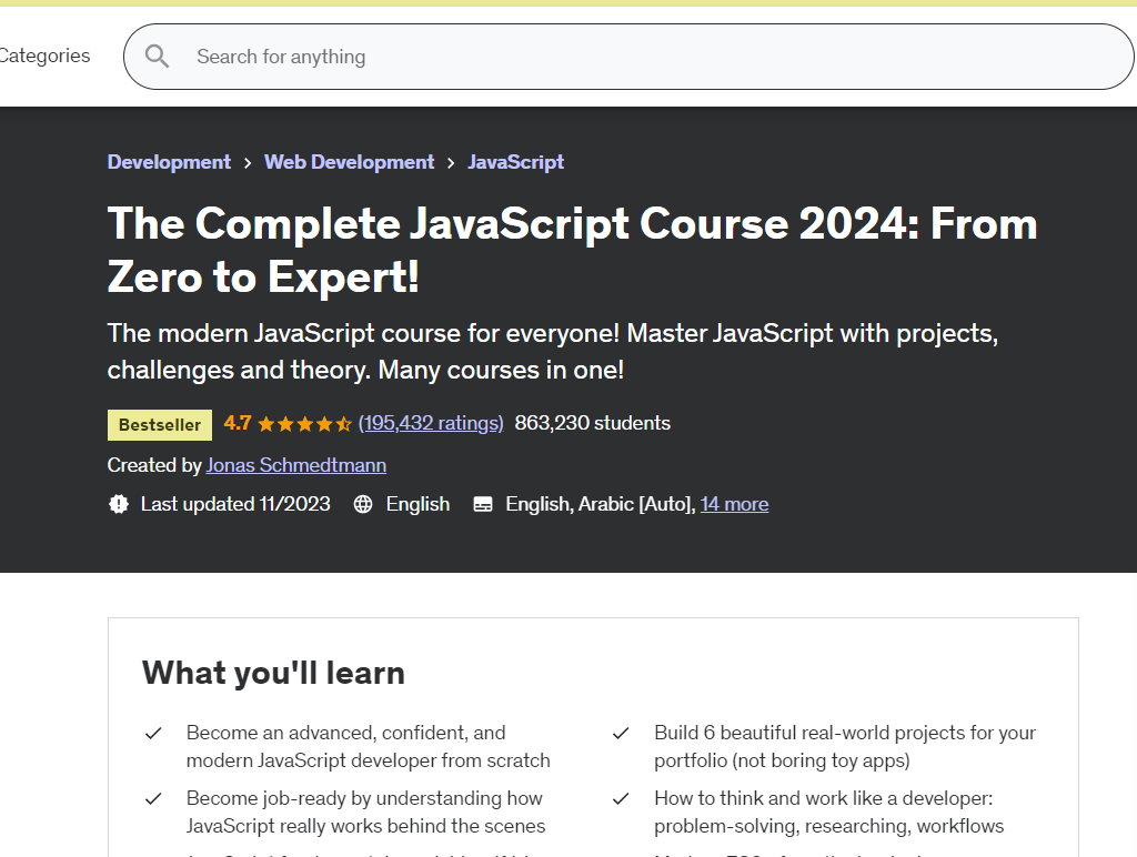 The Complete JavaScript Course 2024 From Zero to Expert!